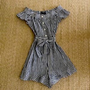 Zara Stripped Off the Shoulder Romper